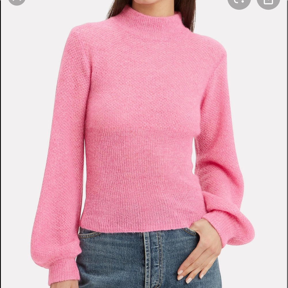 INTERMIX Nicholas Pink Blouson Sleeve Sweater